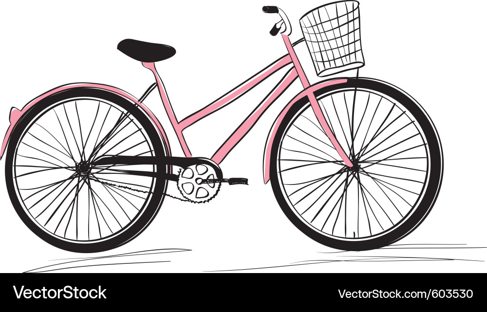 Retro Damen Fahrrad Vektorbild