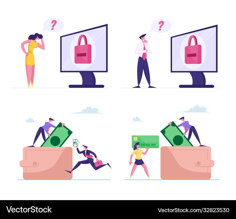 Set characters trying to remember password from Set characters trying to remember password from vector image