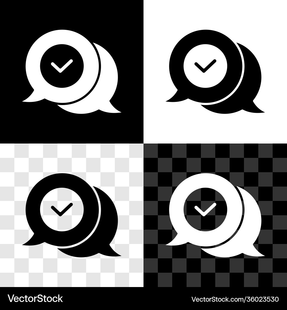 Set check mark in speech bubble icon isolated Set check mark in speech bubble icon isolated vector image