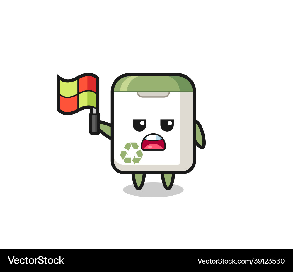 Trash can character as line judge putting Trash can character as line judge putting vector image