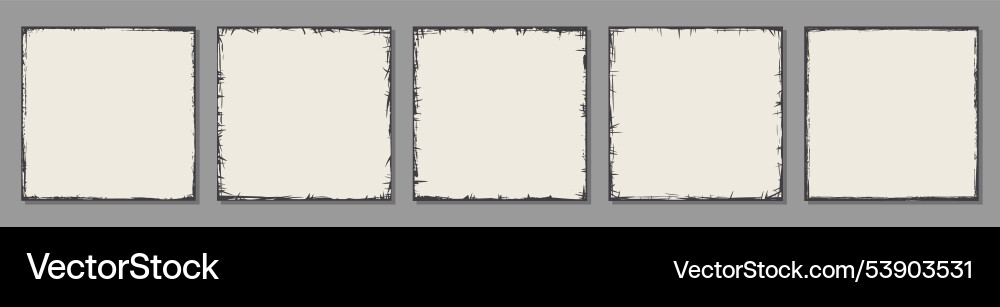 A set of five rectangular frames with distressed A set of five rectangular frames with distressed vector image