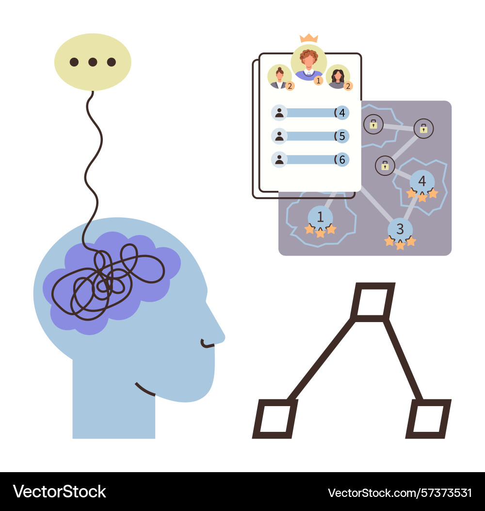 Brainstorming and decision-making process Brainstorming and decision-making process vector image