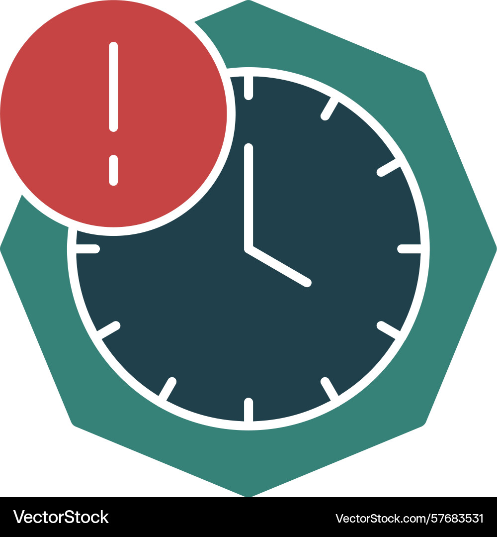 Clock with deadline glyph multi color icon Vector Image