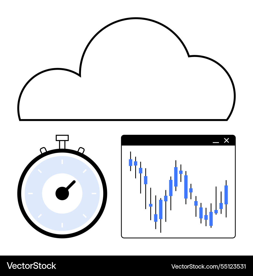 Cloud computing with stopwatch and analytics chart Cloud computing with stopwatch and analytics chart vector image