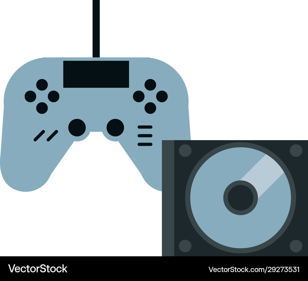 Compact disk device with video game control Vector Image