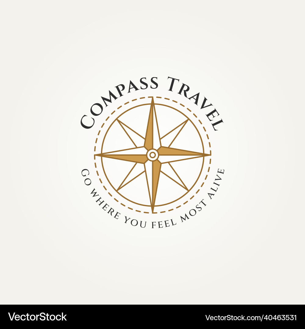 Compass travel line art badge logo design Compass travel line art badge logo design vector image