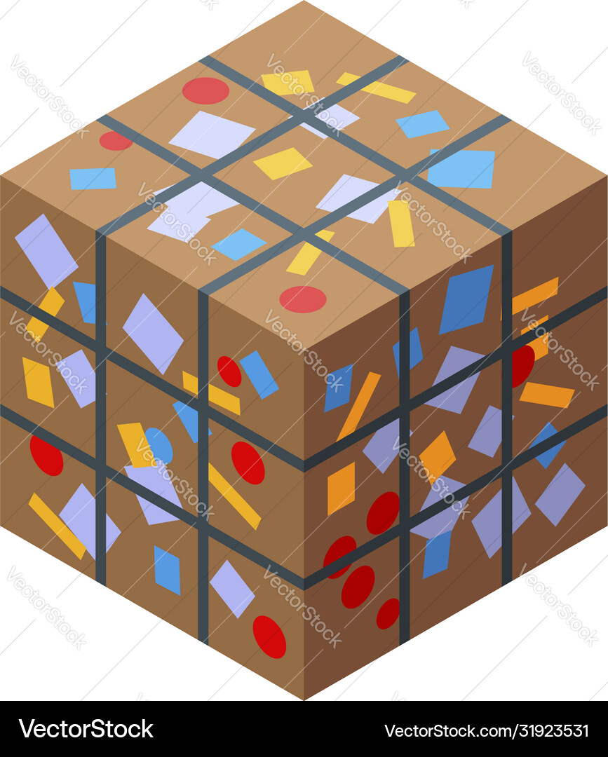 Compressed garbage cube icon isometric style Compressed garbage cube icon isometric style Vector Image