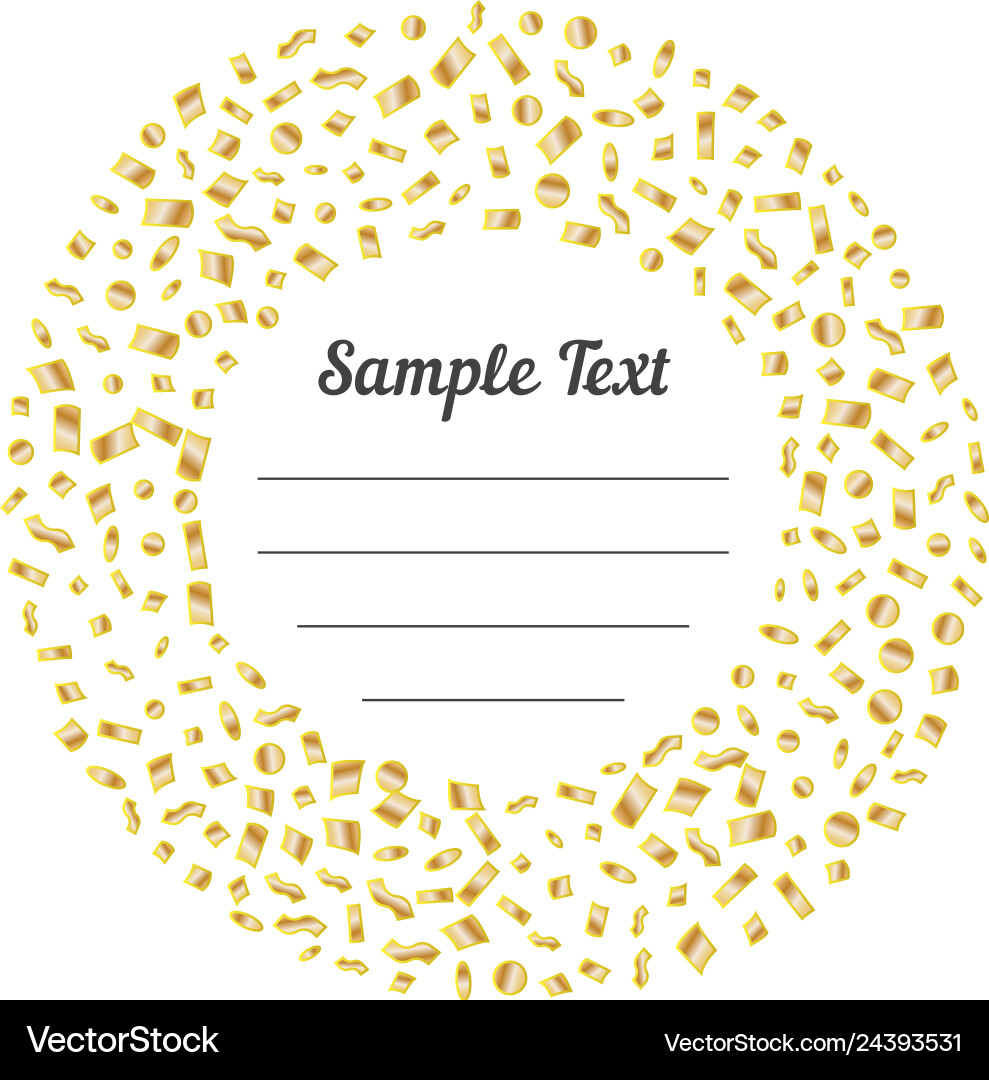 Confetti golden and tiny with sample text falling Confetti golden and tiny with sample text falling vector image