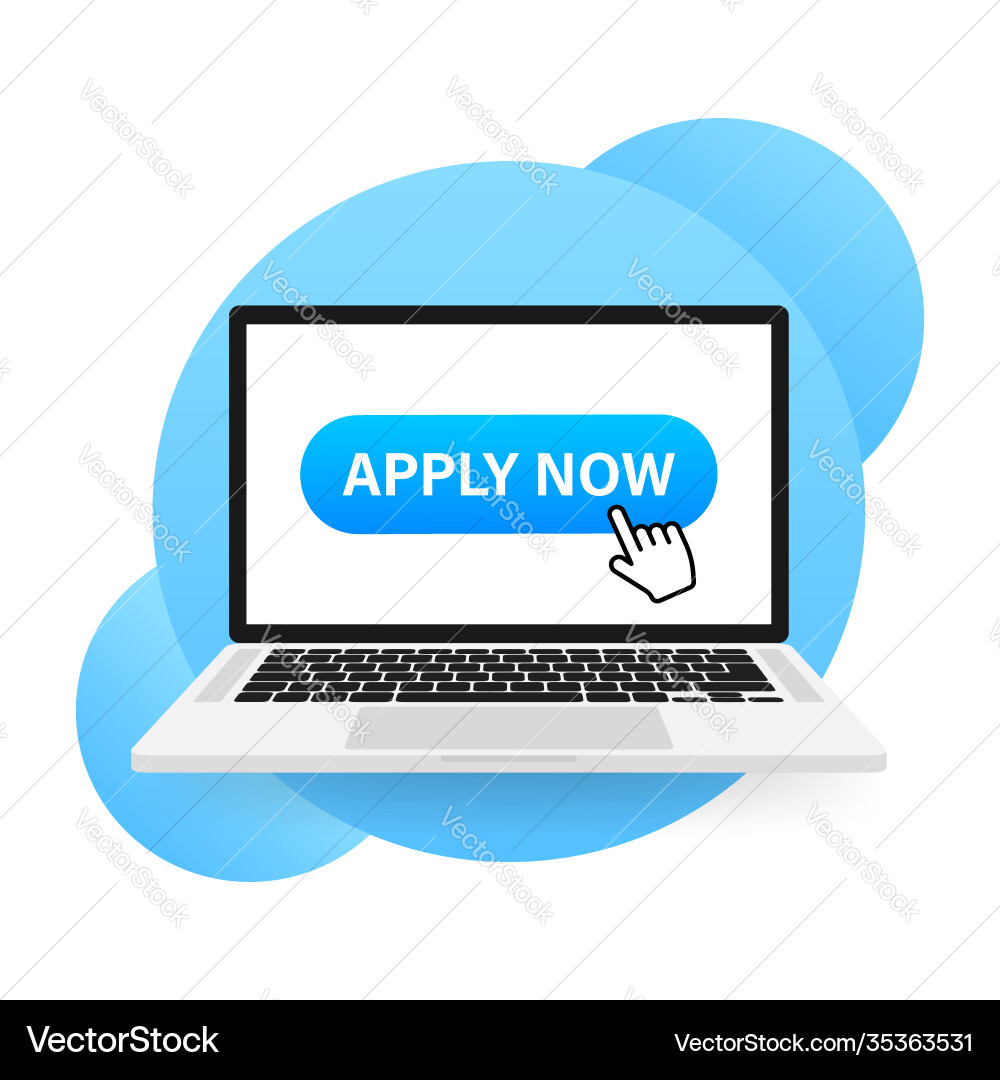 Cool apply button with cursor in flat Vector Image
