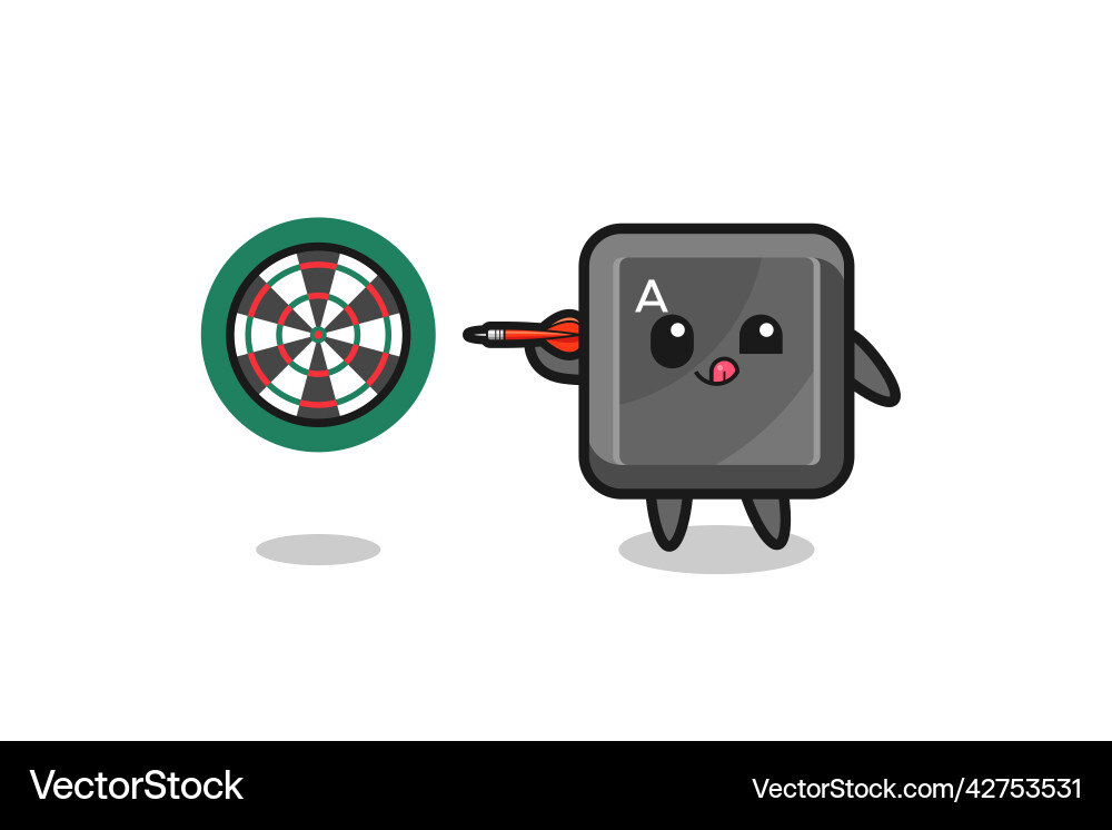 Cute keyboard button is playing dart Vector Image