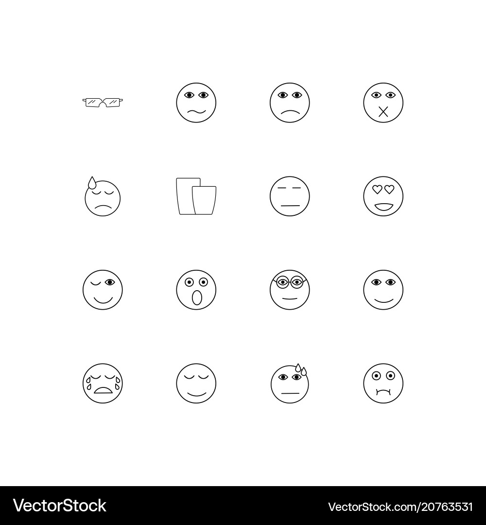Emoticons linear thin icons set outlined simple Vector Image