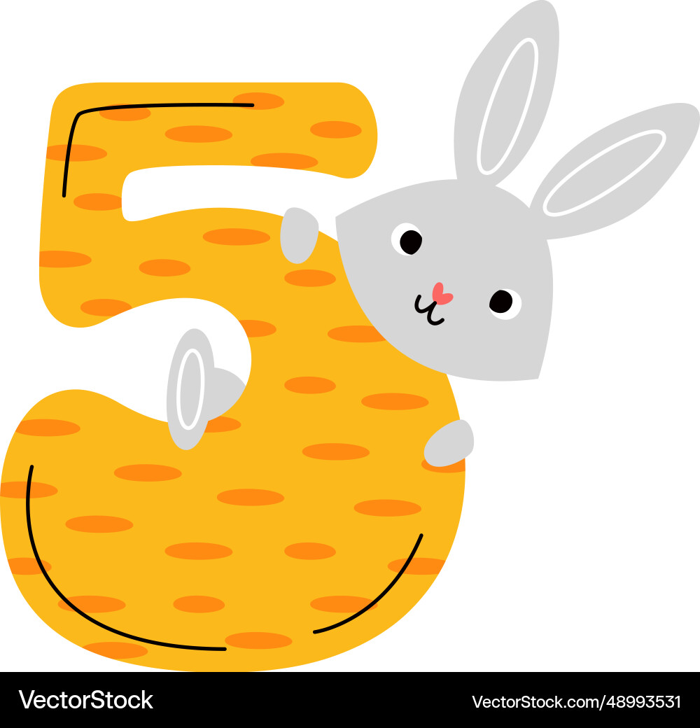 Five digit with rabbit Vector Image