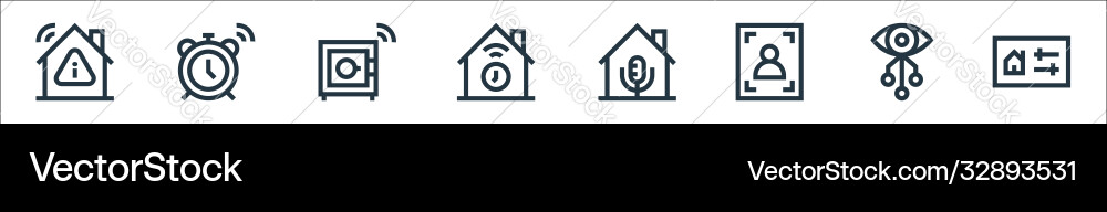 Flat smarthome line icons linear set quality Flat smarthome line icons linear set quality Vector Image