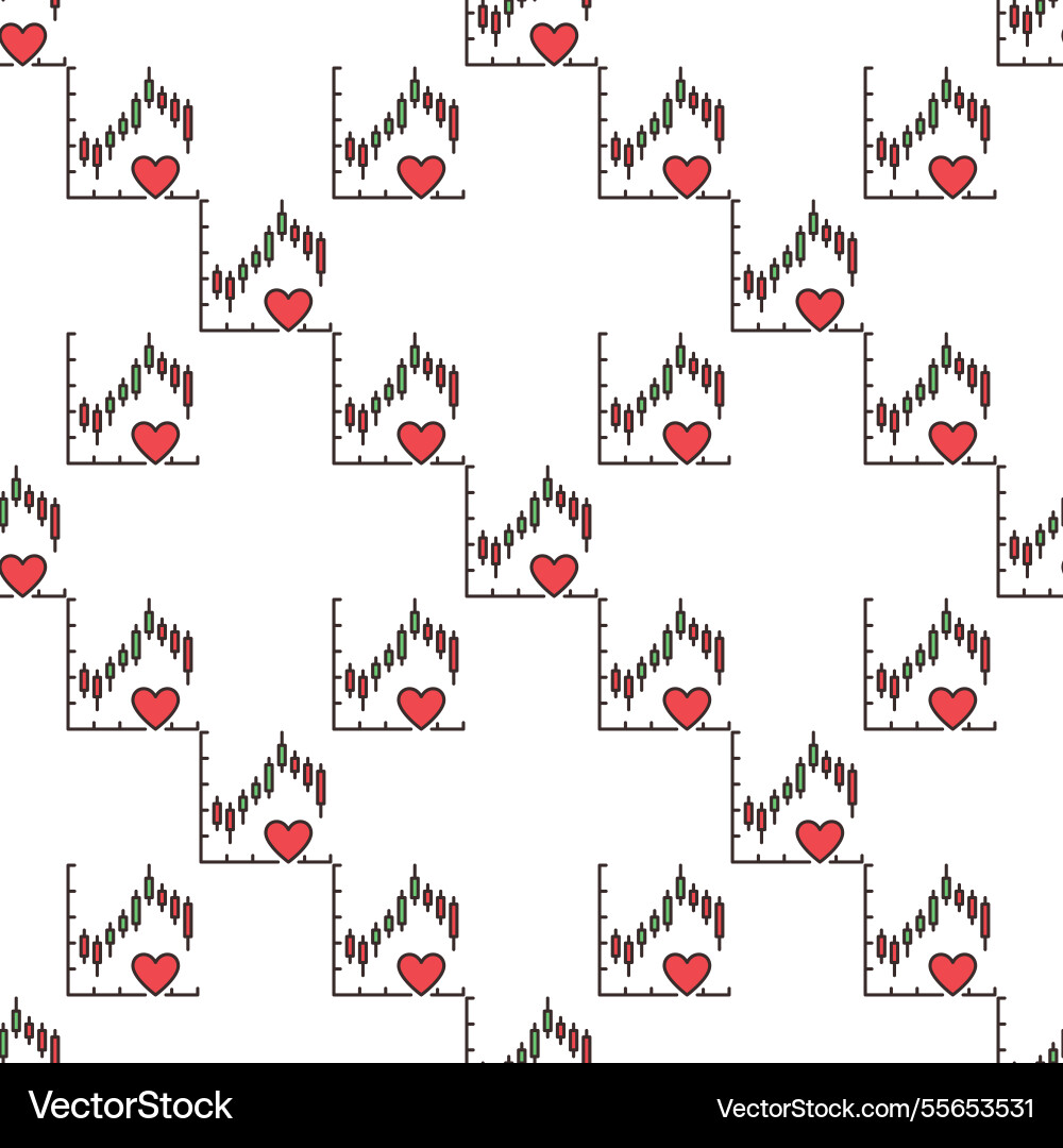 Graph and heart for investor trader financial vector image