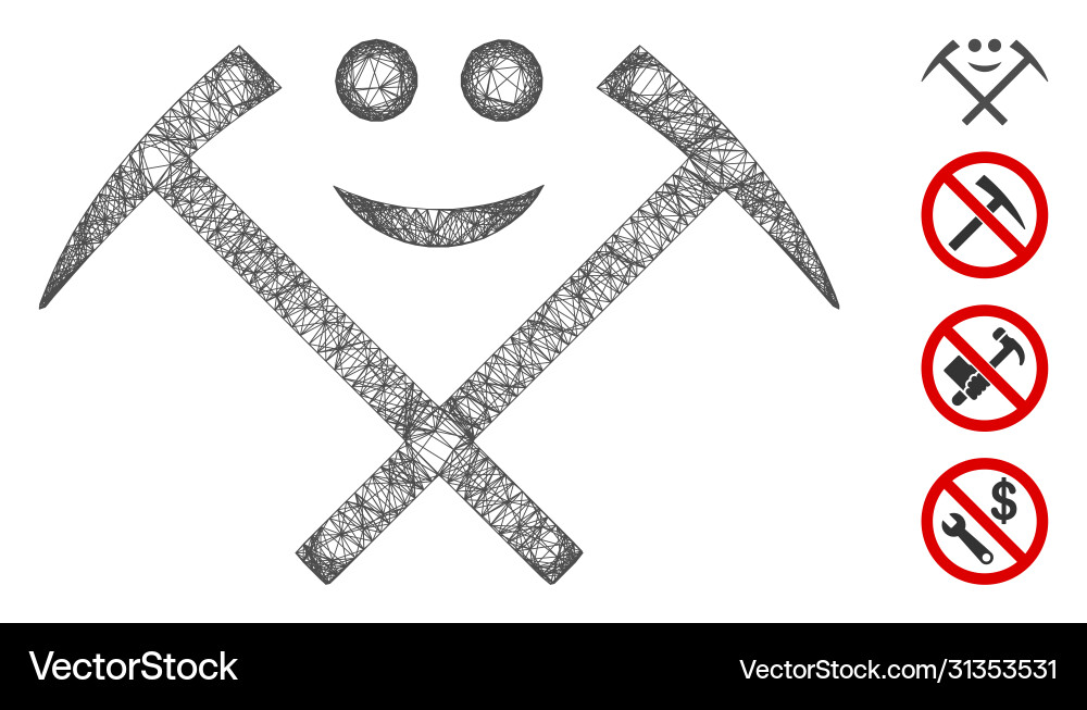 Happy mining hammers web mesh Happy mining hammers web mesh vector image