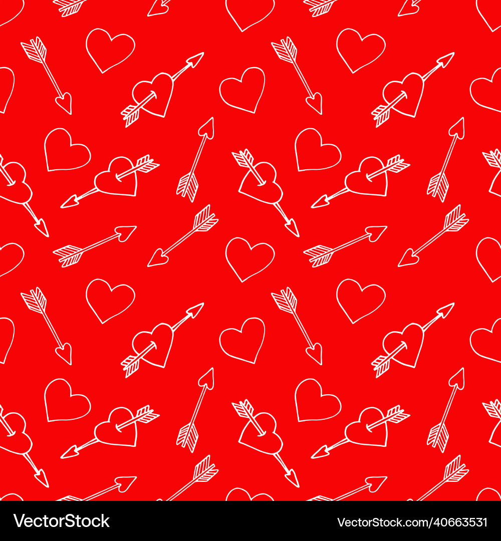 Heart and Arrow Seamless Pattern Vector Image