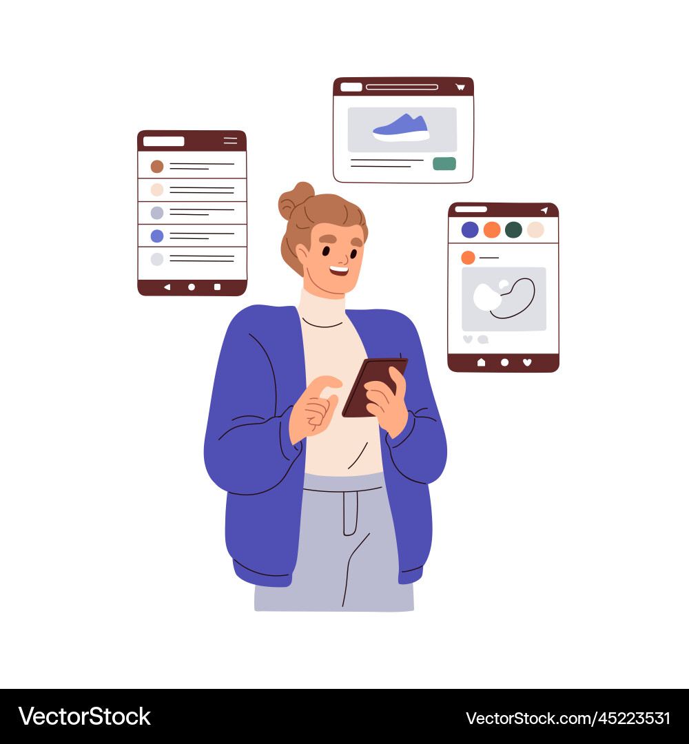 Mobile App Usage Concept vector image