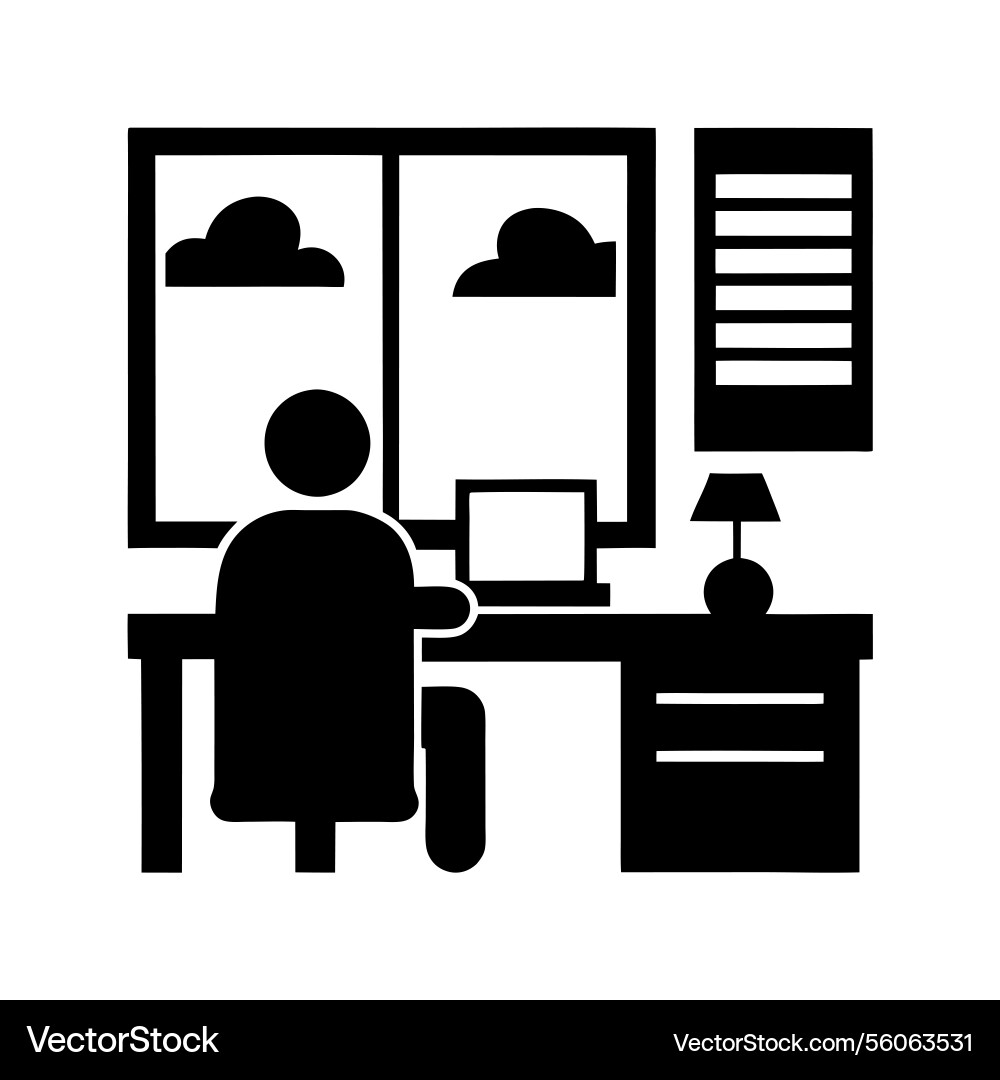 Office setting with person working at desk Vector Image