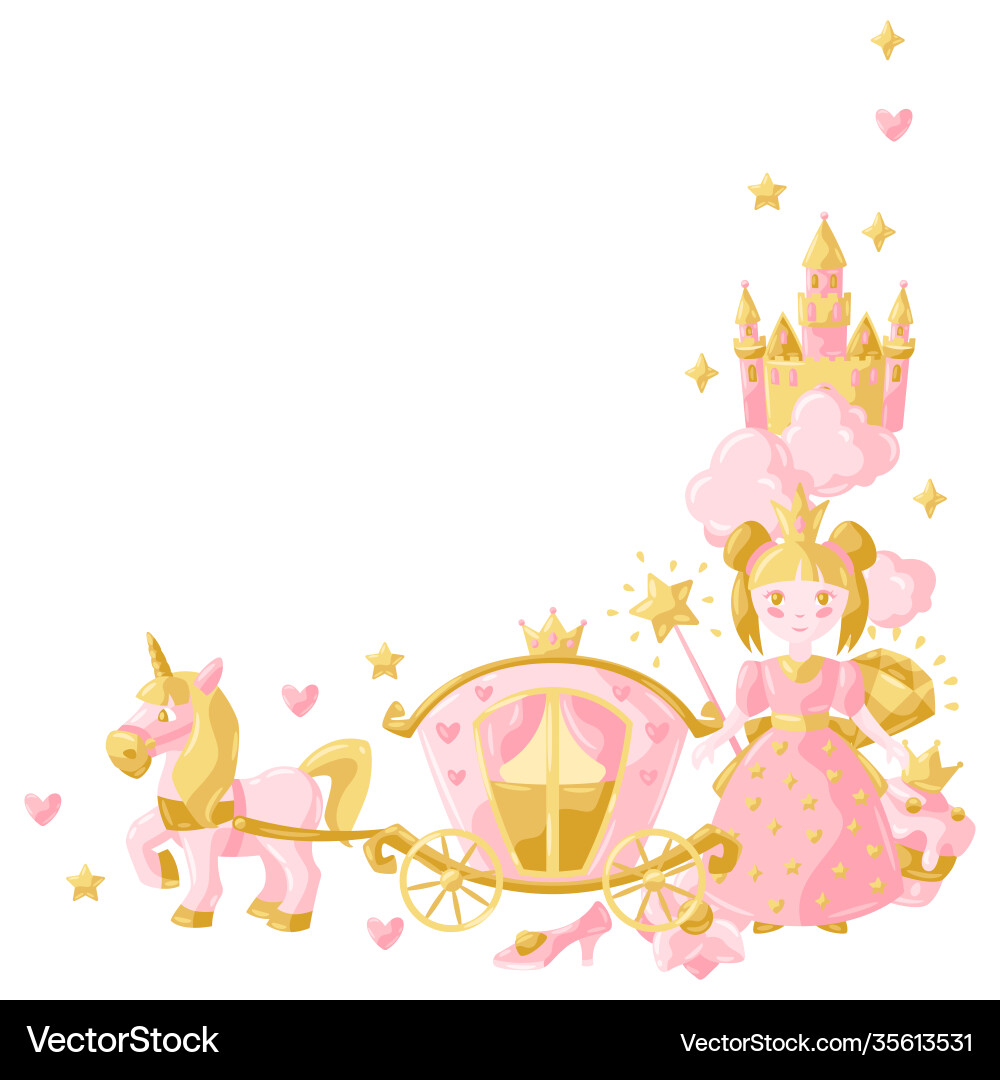 Princess party items frame Princess party items frame vector image