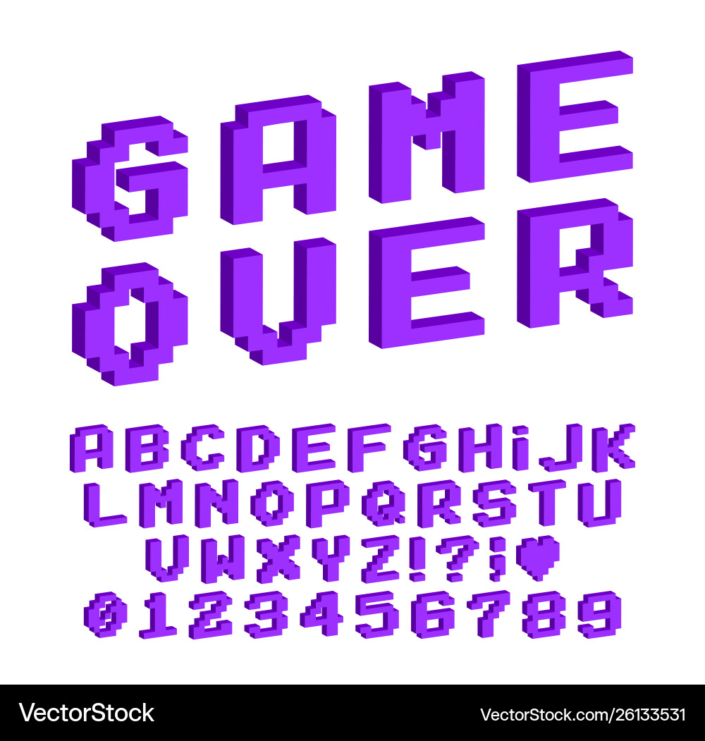 Retro Pixel Font Set vector image