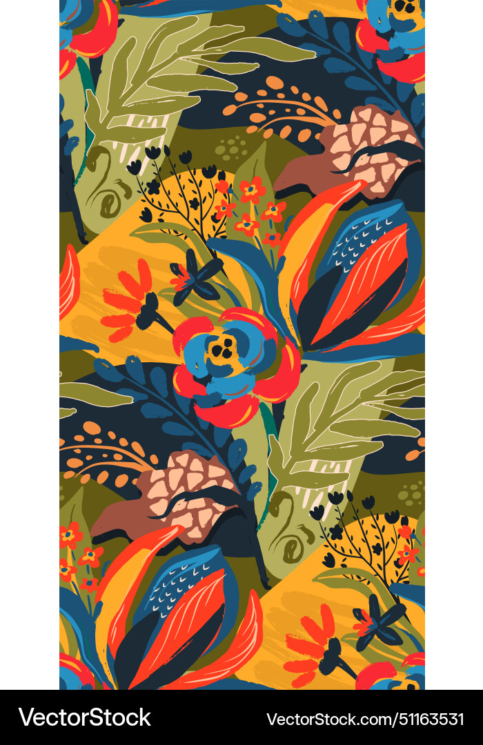 Seamless pattern with bright flowers Royalty Free Vector