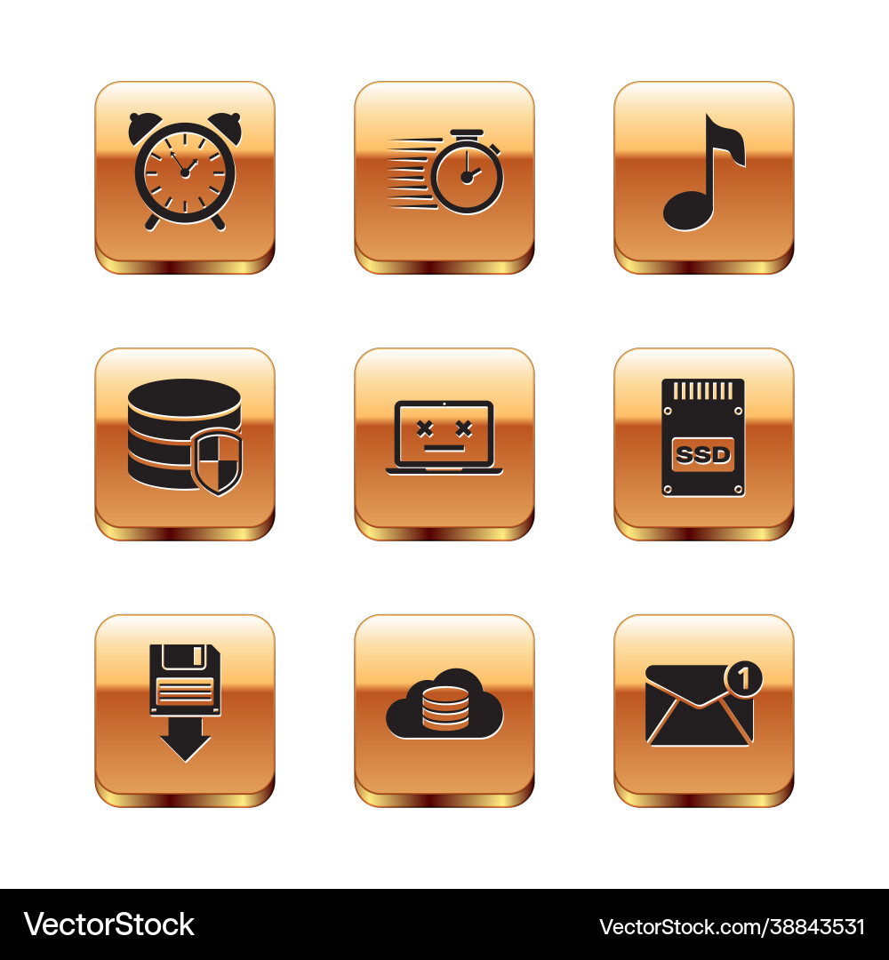 Set alarm clock floppy disk backup cloud Set alarm clock floppy disk backup cloud vector image