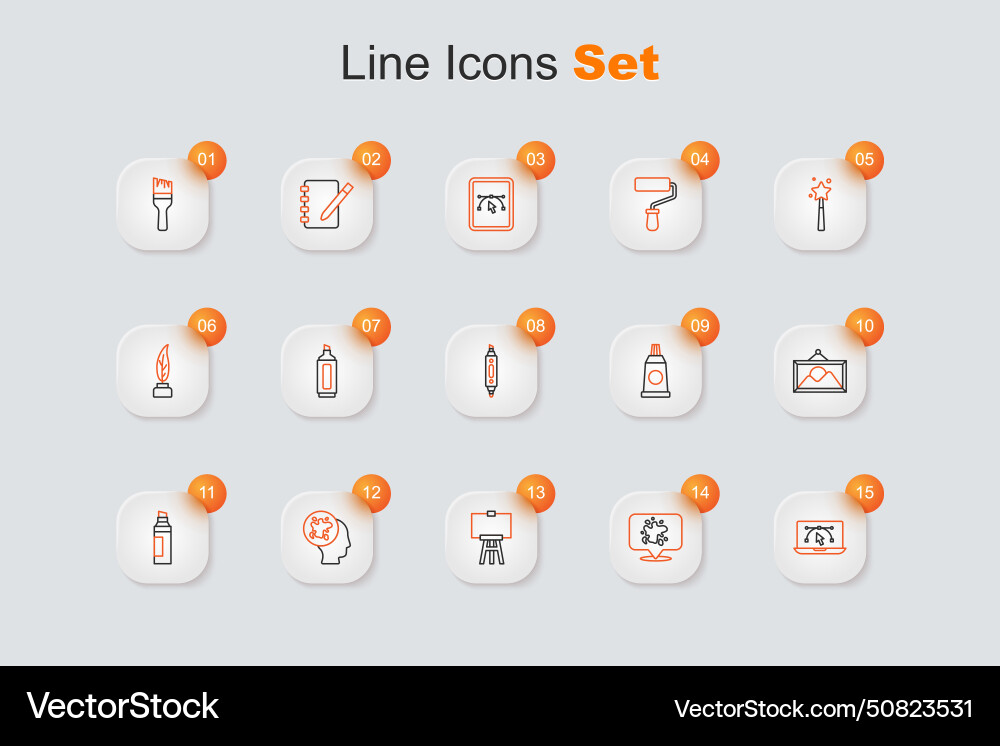 Set line computer with design program paint spray vector image