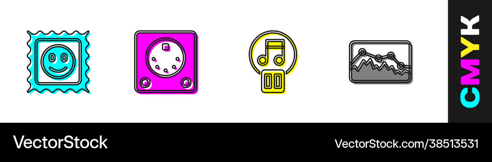 Set lsd acid mark drum machine pause button Vector Image