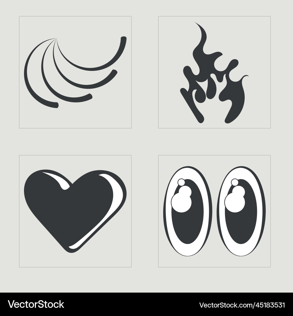 Set of y2k style objects brutalism Set of y2k style objects brutalism Vector Image
