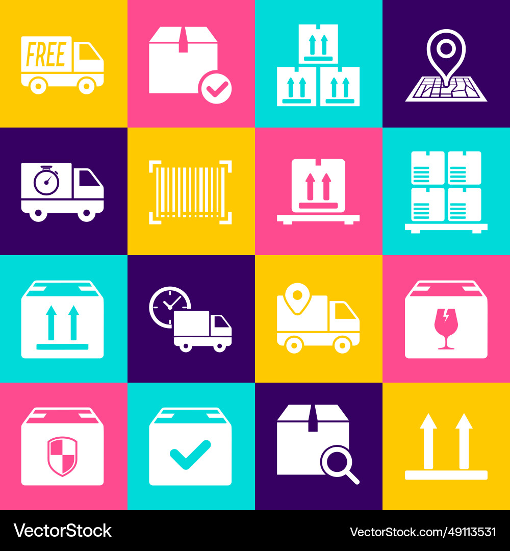 Set this side up delivery box with fragile Vector Image