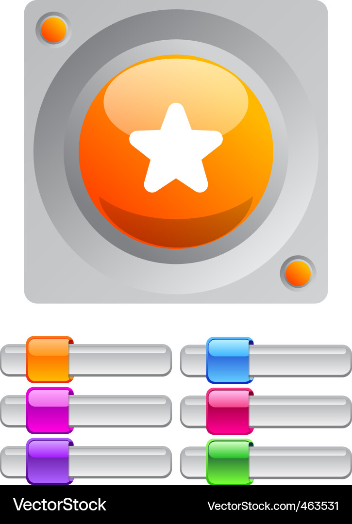 Star color round button vector image