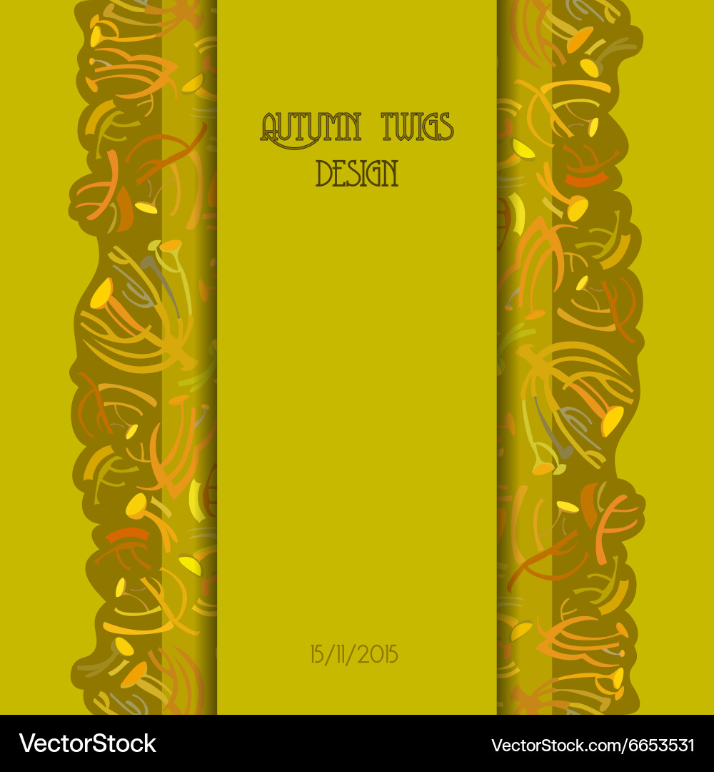 Twigs pattern autumn background with vertical vector image