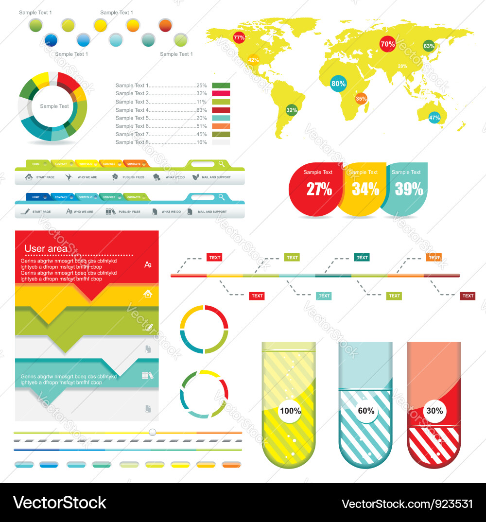 World Map Data & Charts Vector Image