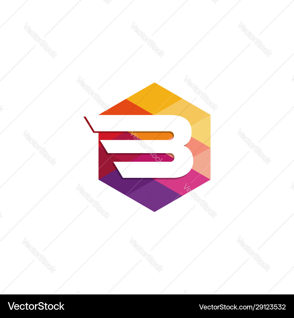 Abstract b cube hexagon logo design Vector Image