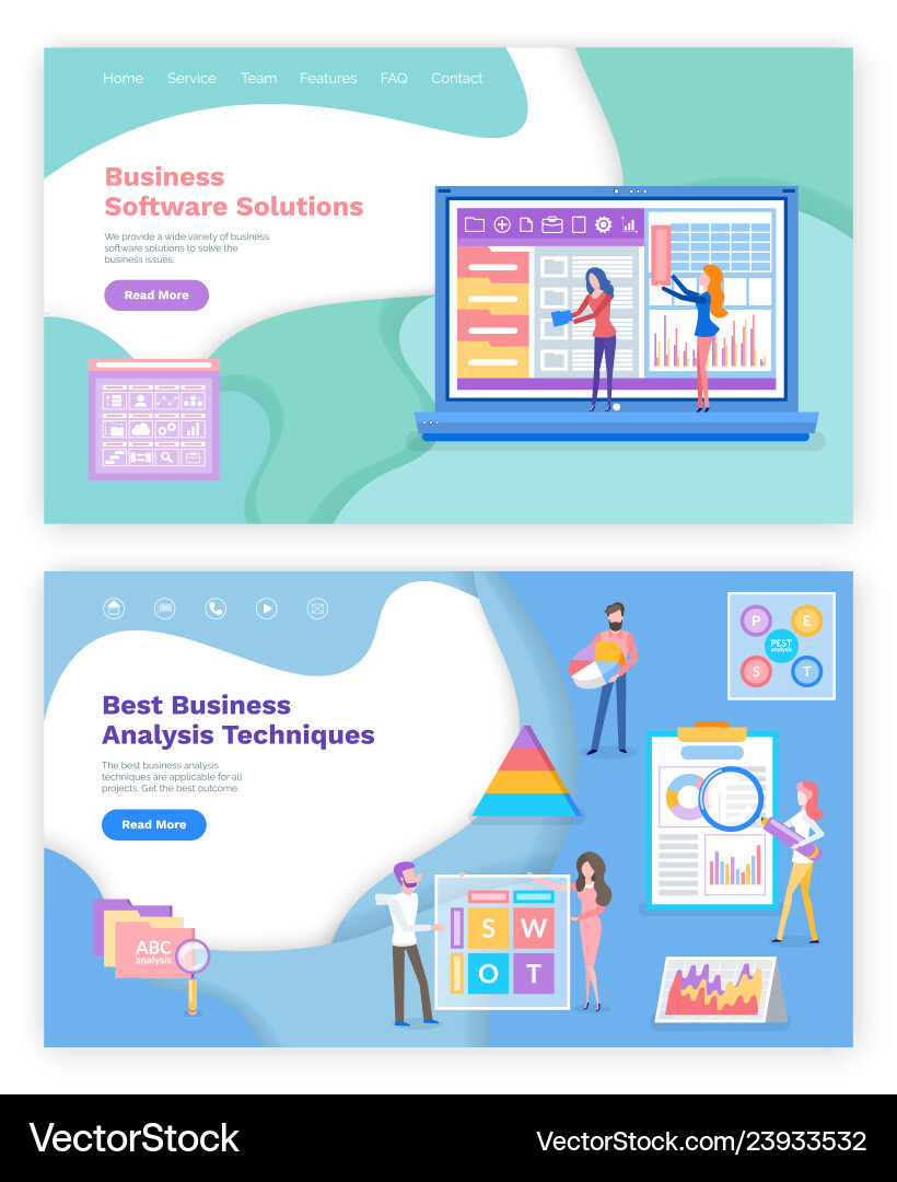 Business software solution technique analysis Vector Image