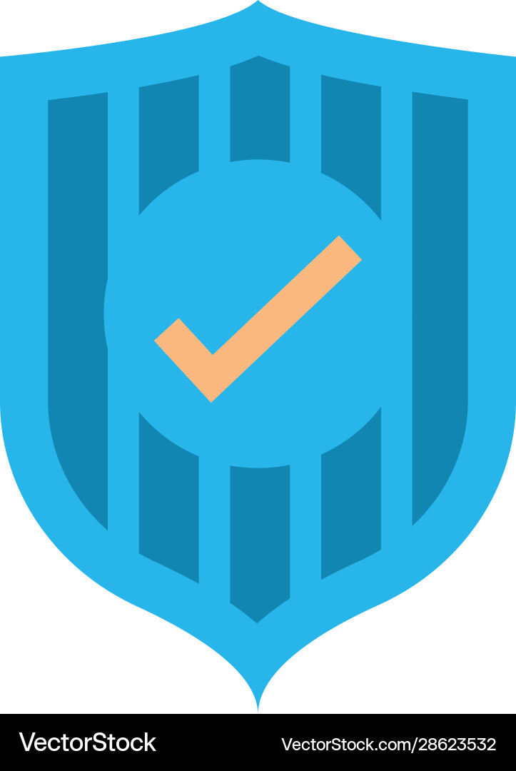 Check mark inside shield security system vector image