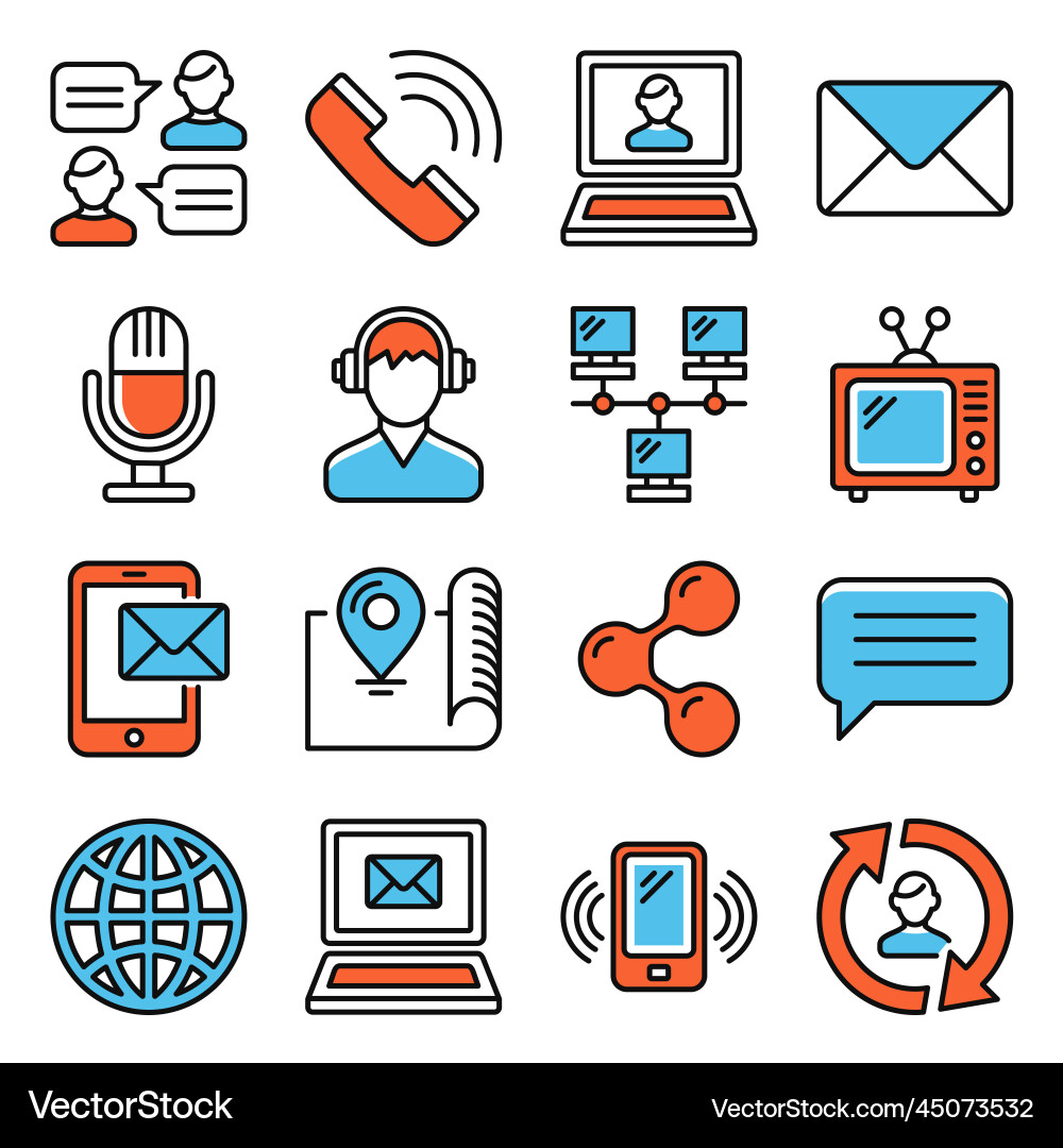 Contact us icons set on white background Contact us icons set on white background Vector Image