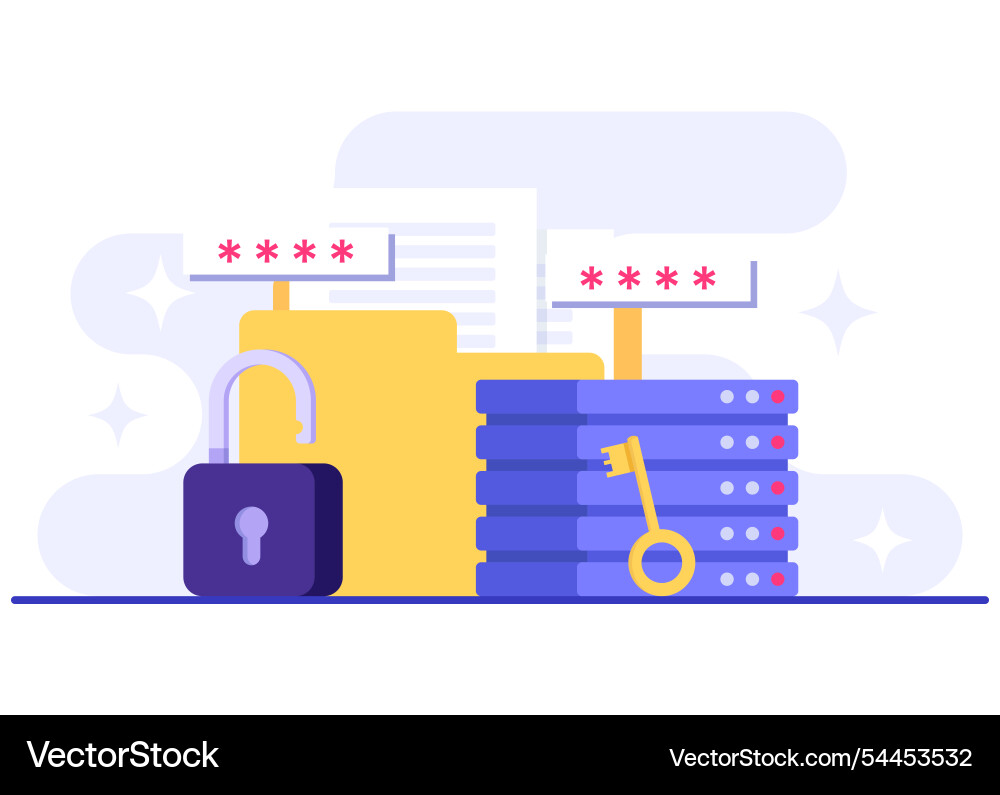 Database protection cyber security data center Database protection cyber security data center vector image