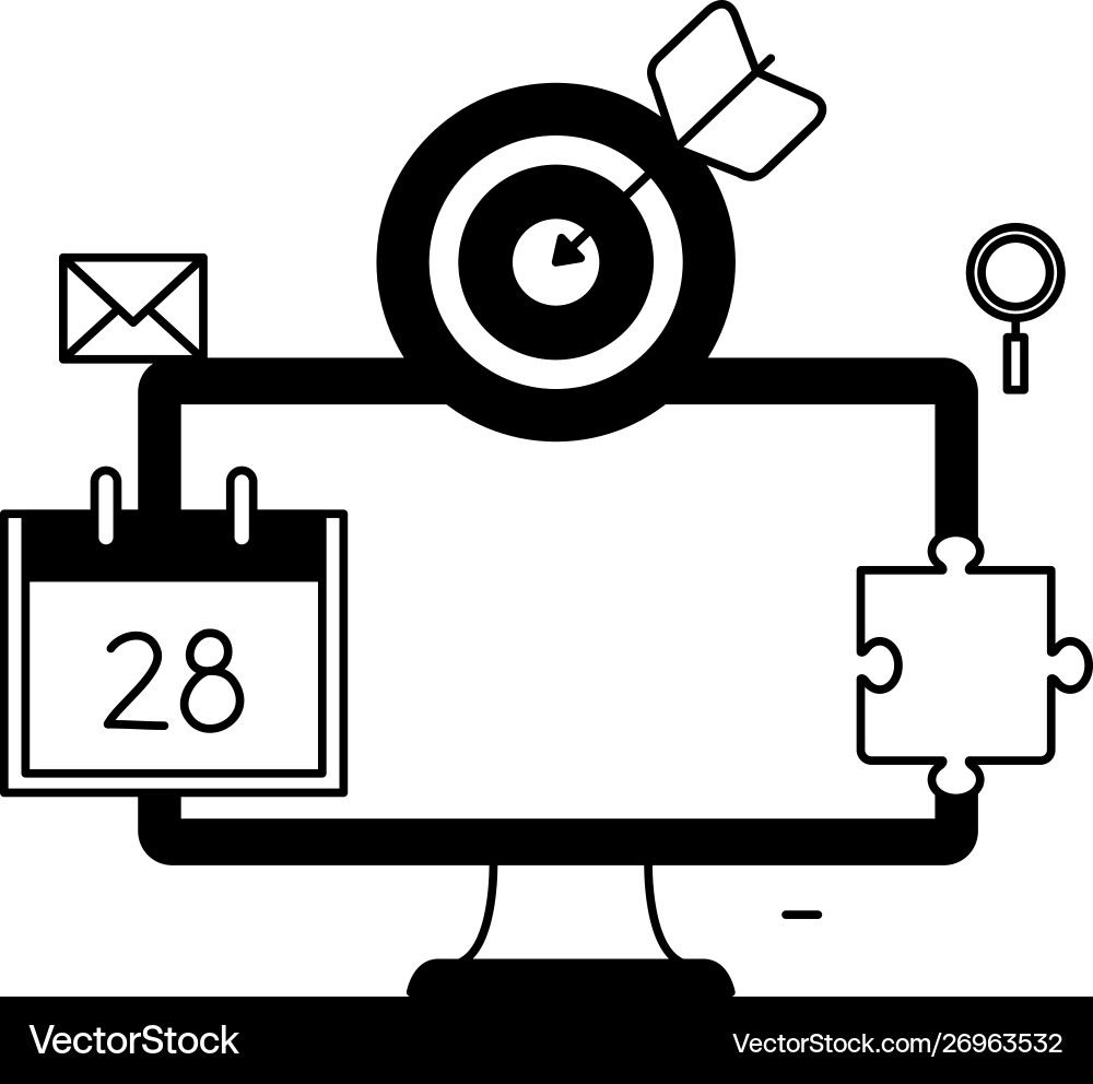 Desktop with calendar and target Desktop with calendar and target vector image