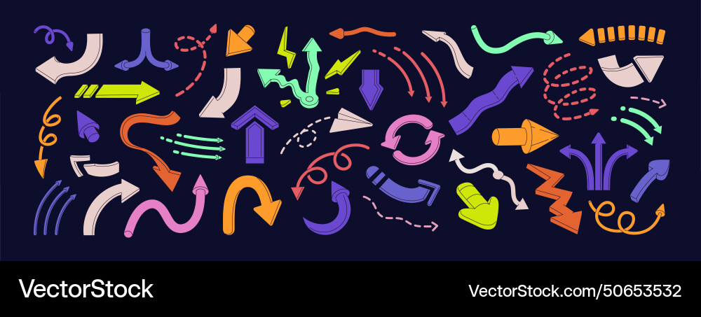 Different colorful arrows set various pointers Different colorful arrows set various pointers vector image