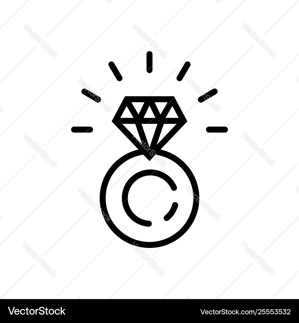 Elegant Diamond Ring Icon Vector Image