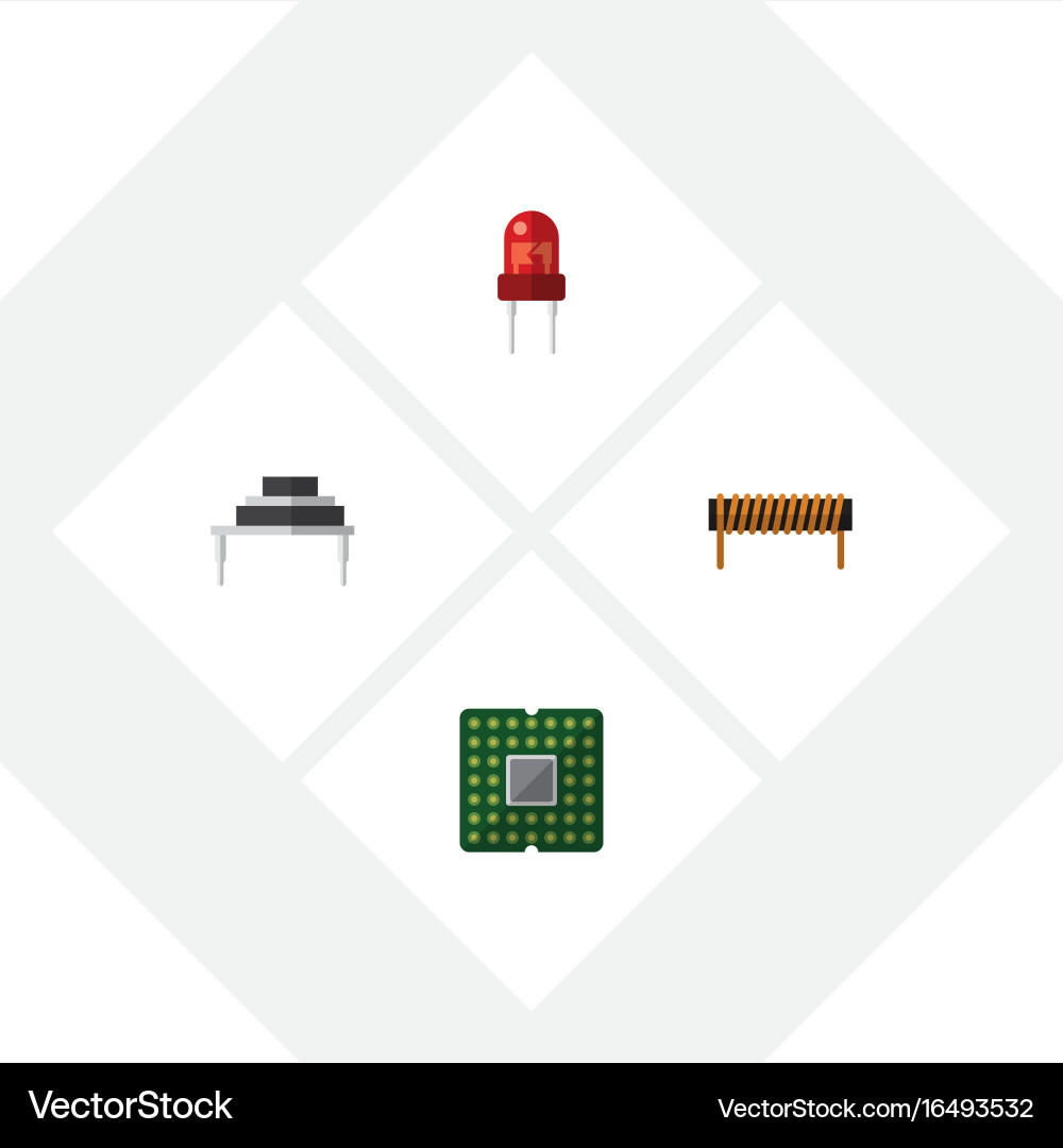 Flat icon electronics set of recipient bobbin vector image