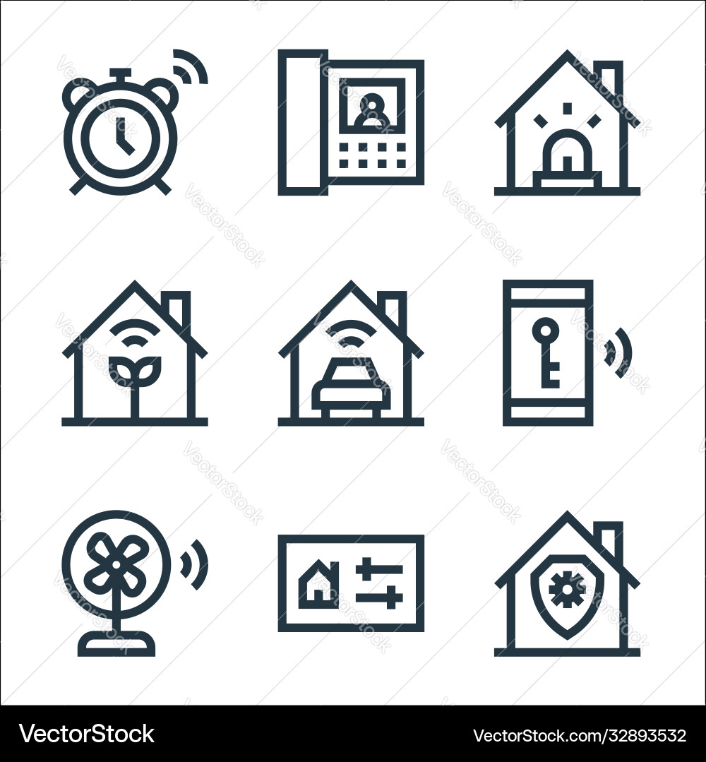 Flat smarthome line icons linear set quality Flat smarthome line icons linear set quality vector image