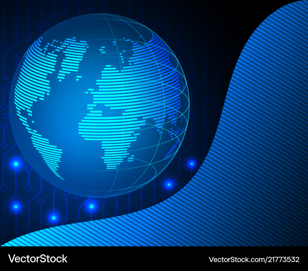 Global Network Wireframe - Data & Connectivity vector image