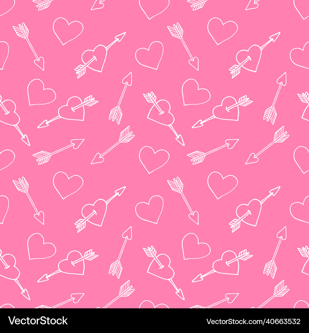 Heart and Arrow Seamless Pattern Vector Image