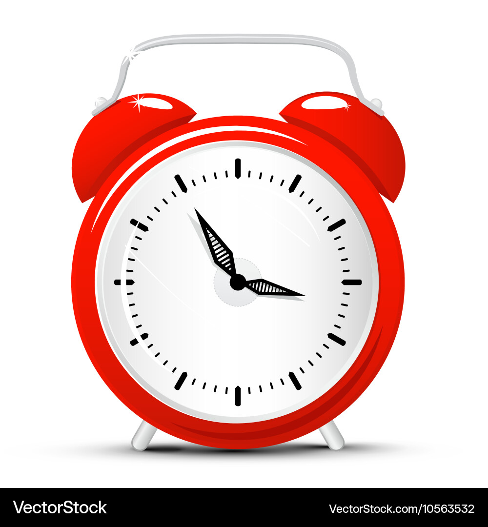 Red alarm clock isolated on white background vector image