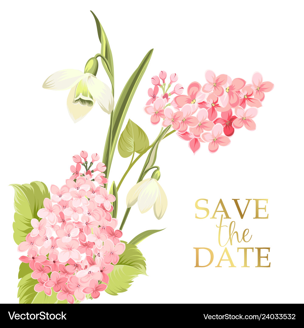 Save the date card with template sign and spring Save the date card with template sign and spring vector image