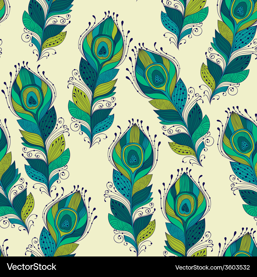 Seamless pattern with peacock feathers vector image