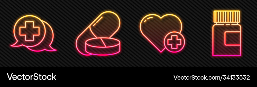 Set line heart with a cross dialogue Set line heart with a cross dialogue vector image