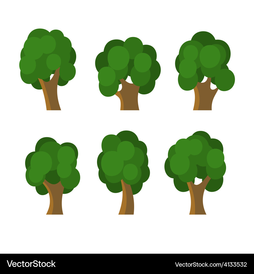 Set of different green trees icons vector image